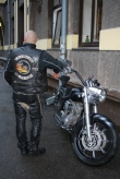 Latvian biker visits gallery exhibit,